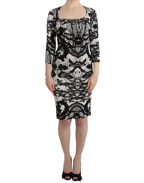 Cavalli Black Printed Sheath Dress Cavalli Black Printed Sheath Dress
