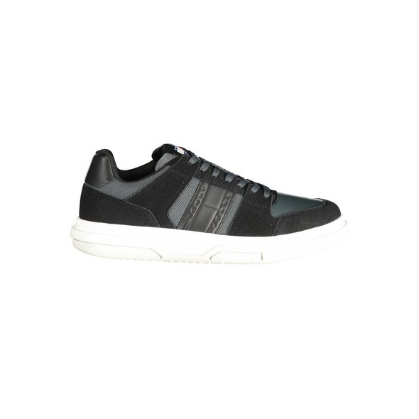 Tommy Hilfiger Black Leather Men Sneaker TO-33489 Tommy Hilfiger Black Leather Men Sneaker TO-33489
