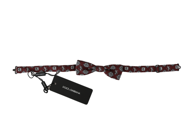 Men Bordeaux Maroon Lion Silk Adjustable Neck Bow Tie Men Bordeaux Maroon Lion Silk Adjustable Neck Bow Tie