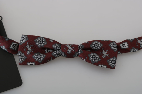 Men Bordeaux Maroon Lion Silk Adjustable Neck Bow Tie Men Bordeaux Maroon Lion Silk Adjustable Neck Bow Tie