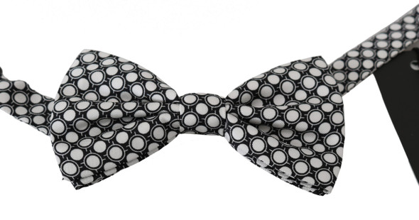 Men Black White Circles Adjustable Neck Papillon Bow Tie Men Black White Circles Adjustable Neck Papillon Bow Tie
