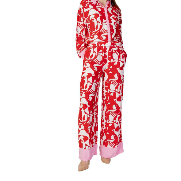 Vila Clothes Red Viscose Pant Vila Clothes Red Viscose Pant