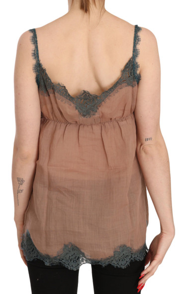 Brown Lace Spaghetti Strap Tank Top Blouse Brown Lace Spaghetti Strap Tank Top Blouse
