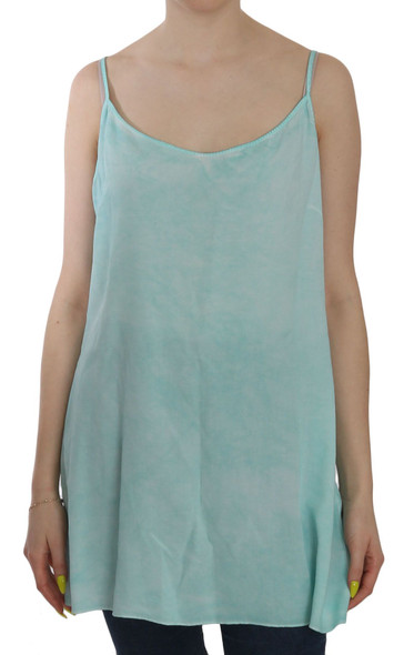 Blue Sleeveless Spaghetti Dress Blouse Blue Sleeveless Spaghetti Dress Blouse