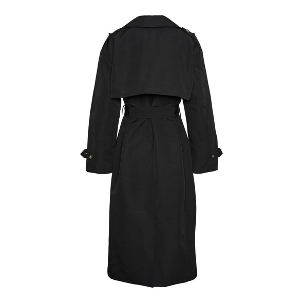 Black Polyester Trench Coat Black Polyester Trench Coat