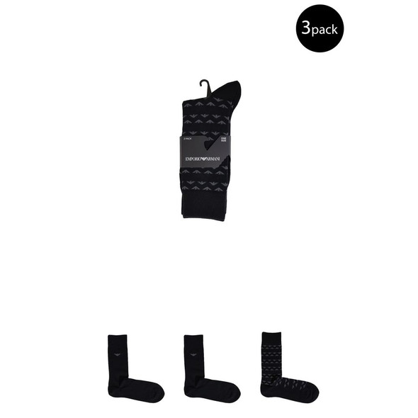Emporio Armani Underwear Black Cotton Sock EM15167100009RO Emporio Armani Underwear Black Cotton Sock EM15167100009RO
