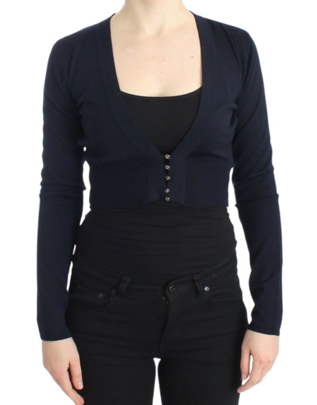 Cavalli Blue cropped wool cardigan Cavalli Blue cropped wool cardigan