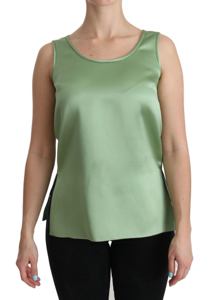 Dolce & Gabbana Green Sleeveless 100% Silk Top Tank Blouse Dolce & Gabbana Green Sleeveless 100% Silk Top Tank Blouse