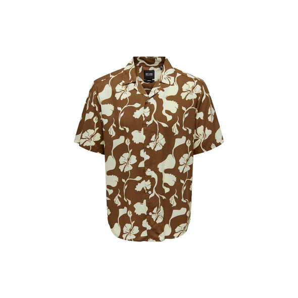 Only & Sons Brown Viscose Shortsleeve Only & Sons Brown Viscose Shortsleeve