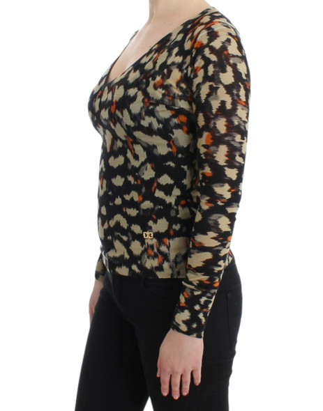 Cavalli Multicolor v-neck wool jumper Cavalli Multicolor v-neck wool jumper
