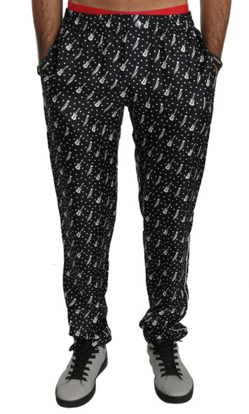 Silk Black Musical Instrument Trouser Pants Silk Black Musical Instrument Trouser Pants