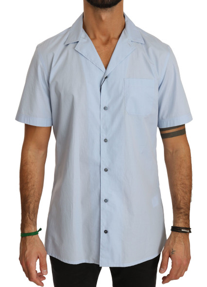 Dolce & Gabbana Blue Short Sleeve 100% Cotton Top Shirt Dolce & Gabbana Blue Short Sleeve 100% Cotton Top Shirt