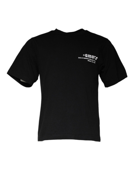 Black Amore Print Cotton Crew Neck T-shirt Black Amore Print Cotton Crew Neck T-shirt