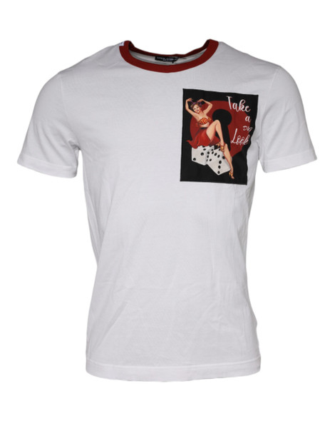 White Graphic Print Cotton Crew Neck T-shirt White Graphic Print Cotton Crew Neck T-shirt