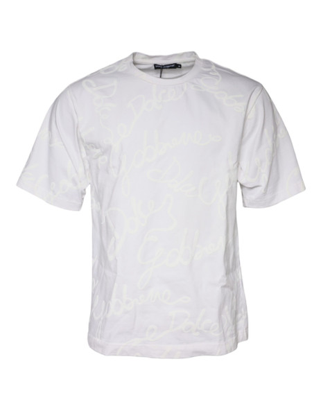Dolce & Gabbana White Logo Print Cotton Crew Neck T-shirt TSH87179 Dolce & Gabbana White Logo Print Cotton Crew Neck T-shirt TSH87179