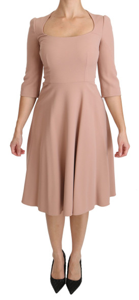 Dolce & Gabbana Pink 3/4 Sleeves A-line Viscose Dress Dolce & Gabbana Pink 3/4 Sleeves A-line Viscose Dress