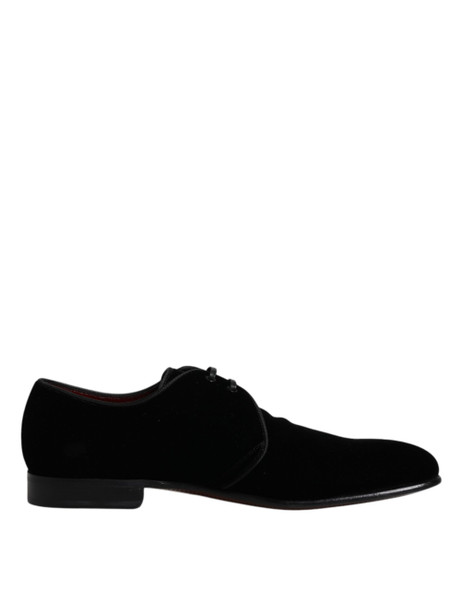 Black Velvet Leather Lace Up Derby Shoes Black Velvet Leather Lace Up Derby Shoes