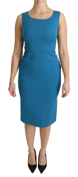 Blue Bodycon Sheath Knee Length Wool Dress Blue Bodycon Sheath Knee Length Wool Dress