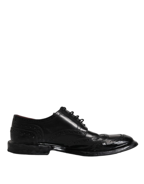 Dolce & Gabbana Black Leather Derby Wingtip Formal Shoes Dolce & Gabbana Black Leather Derby Wingtip Formal Shoes