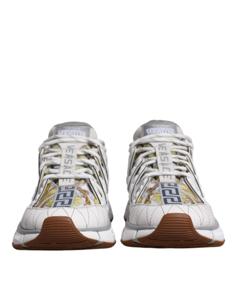Versace White Trigreca Barocco Print Low Top Sneakers Shoes Versace White Trigreca Barocco Print Low Top Sneakers Shoes
