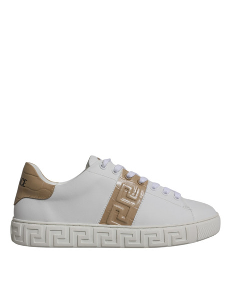 Versace White Brown Greca Print TPU Low Top Men Sneakers Shoes Versace White Brown Greca Print TPU Low Top Men Sneakers Shoes