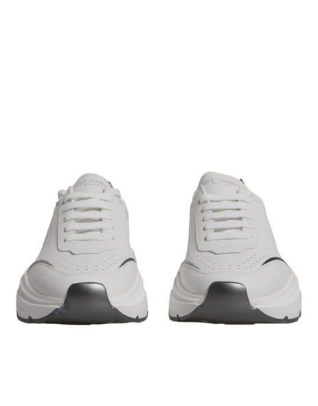 Dolce & Gabbana White Silver DAYMASTER Leather Sneakers Shoes Dolce & Gabbana White Silver DAYMASTER Leather Sneakers Shoes