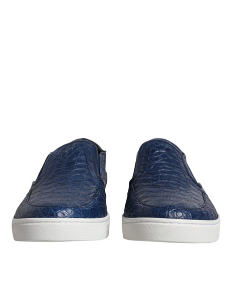 Dolce & Gabbana Blue Croc Exotic Leather Men Sneakers Shoes Dolce & Gabbana Blue Croc Exotic Leather Men Sneakers Shoes