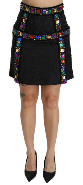Black Crystal Embellished High Waist Skirt Black Crystal Embellished High Waist Skirt