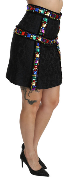 Black Crystal Embellished High Waist Skirt Black Crystal Embellished High Waist Skirt