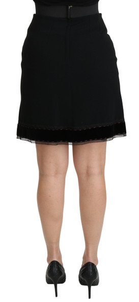 Dolce & Gabbana Black A-line High Waist Mini Viscose Skirt Dolce & Gabbana Black A-line High Waist Mini Viscose Skirt