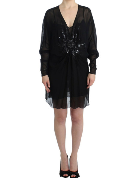 Cavalli Black long sleeve silk dress Cavalli Black long sleeve silk dress