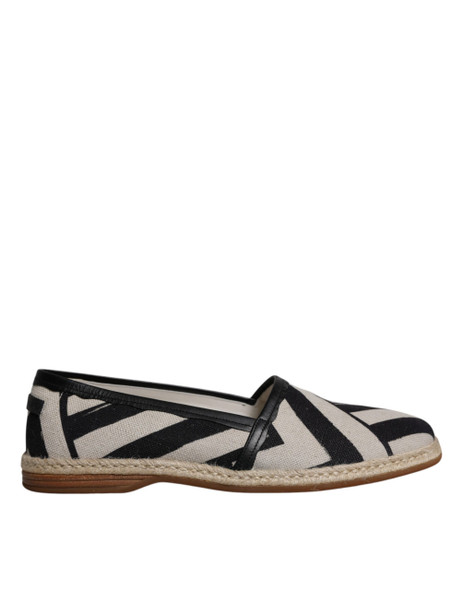 Dolce & Gabbana Black White Stripes Slip On Espadrille Shoes MV6550 Dolce & Gabbana Black White Stripes Slip On Espadrille Shoes MV6550