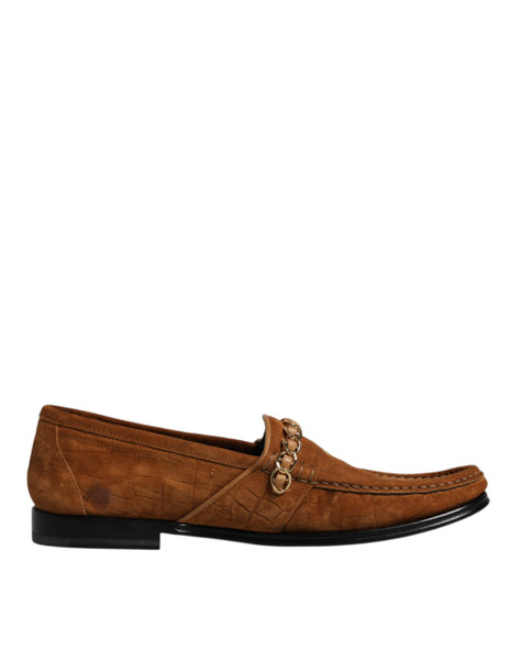 Dolce & Gabbana Brown Suede Leather Loafers Dress Shoes Dolce & Gabbana Brown Suede Leather Loafers Dress Shoes
