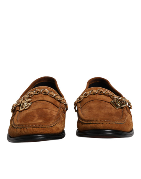 Dolce & Gabbana Brown Suede Leather Loafers Dress Shoes Dolce & Gabbana Brown Suede Leather Loafers Dress Shoes