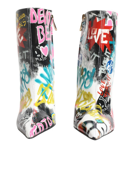 Dolce & Gabbana Multicolor Graffiti Keira Mid Calf Boots Shoes Dolce & Gabbana Multicolor Graffiti Keira Mid Calf Boots Shoes