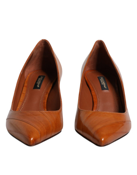 Brown Leather Kitten Heels Pumps Shoes Brown Leather Kitten Heels Pumps Shoes