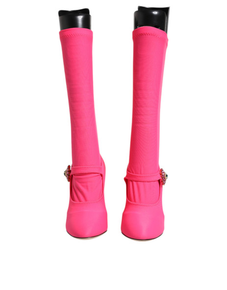Pink Nylon Crystal Vally High Boots Shoes Pink Nylon Crystal Vally High Boots Shoes