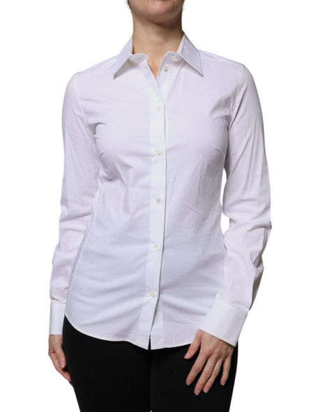 White Cotton Collared Long Sleeves Shirt Top White Cotton Collared Long Sleeves Shirt Top