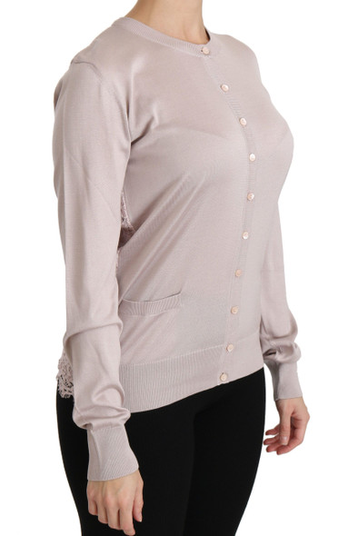 Silk Pink Long Sleeve Lace Top Sweater Silk Pink Long Sleeve Lace Top Sweater