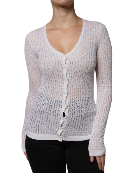 White Silk Button Down Cardigan Sweater White Silk Button Down Cardigan Sweater