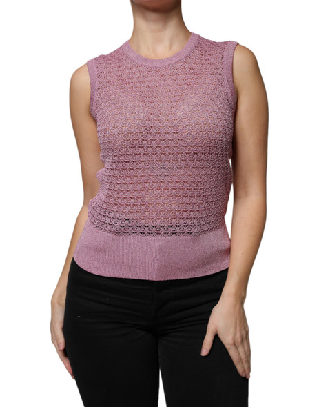 Pink Mesh See Through Sleeveless Tank Top Pink Mesh See Through Sleeveless Tank Top