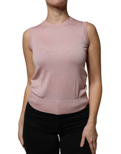 Pink Cashmere Knitted Sleeveless Tank Top Pink Cashmere Knitted Sleeveless Tank Top