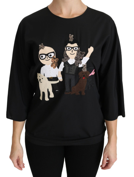 Dolce & Gabbana Black #dgfamily Top T-shirt Silk Blouse Dolce & Gabbana Black #dgfamily Top T-shirt Silk Blouse