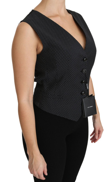 Black Dotted Waistcoat Vest Blouse Top Black Dotted Waistcoat Vest Blouse Top