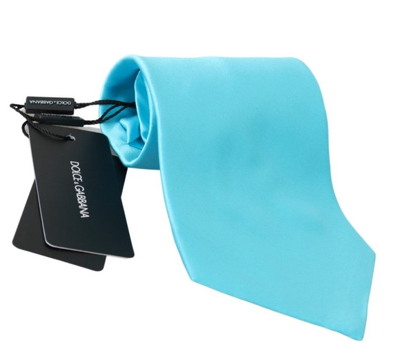Dolce & Gabbana Light Blue Wide Mens Necktie Accessory 100% Silk Tie Dolce & Gabbana Light Blue Wide Mens Necktie Accessory 100% Silk Tie