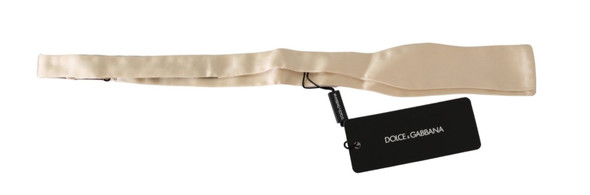 Dolce & Gabbana Beige Slim Skinny Men Necktie 100% Silk Bowtie Dolce & Gabbana Beige Slim Skinny Men Necktie 100% Silk Bowtie