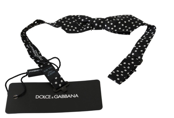 Dolce & Gabbana Black Polka Dots Mens Necktie Papillon 100% Silk Bow Tie Dolce & Gabbana Black Polka Dots Mens Necktie Papillon 100% Silk Bow Tie