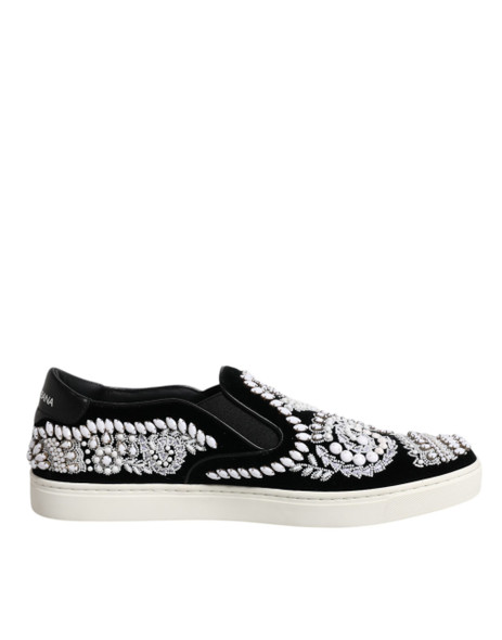 Black Embellished London Men Slip On Shoes Black Embellished London Men Slip On Shoes