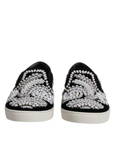 Black Embellished London Men Slip On Shoes Black Embellished London Men Slip On Shoes