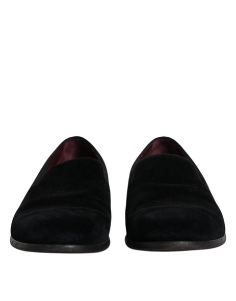Dolce & Gabbana Black Velvet Loafers Formal Men Dress Shoes MV6614 Dolce & Gabbana Black Velvet Loafers Formal Men Dress Shoes MV6614